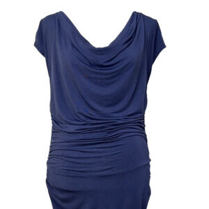 Cindy Karen Jet Setter Montauk Ruched Side Cap Sleeve Drape Neck Dress - Medium